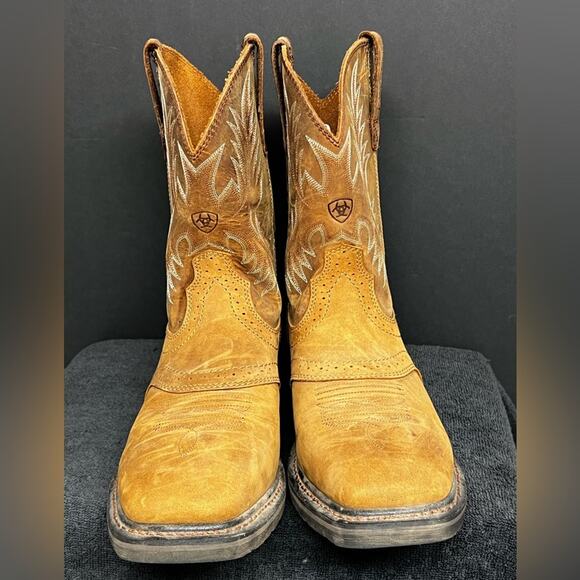 Ariat Round Toe ASTM F2892-18 EH Cowboy Western Leather Work Boots 10 D - Picture 3 of 10